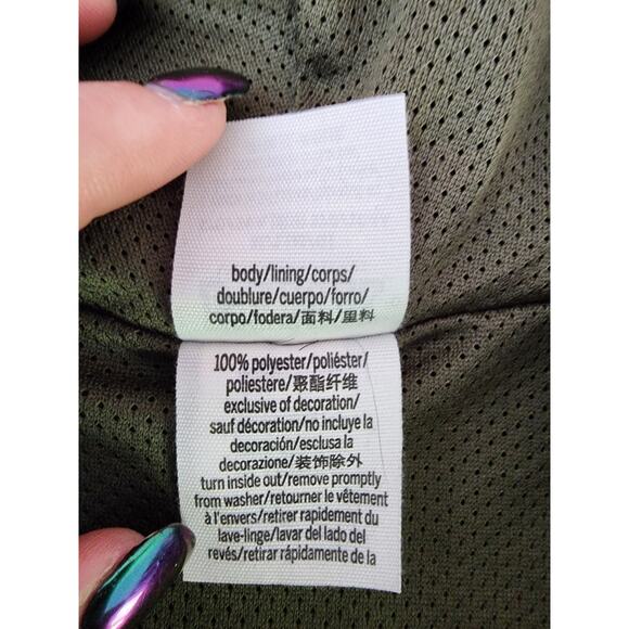 Pink Victoria Secret Anorak Olive Green Rain Jacket with Hood Size M - Picture 7 of 9